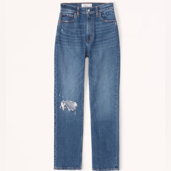 Abercrombie Ultra High Rise Ankle Straight Blue Jean Lightweight Size 10/30 NEW - Picture 1 of 6